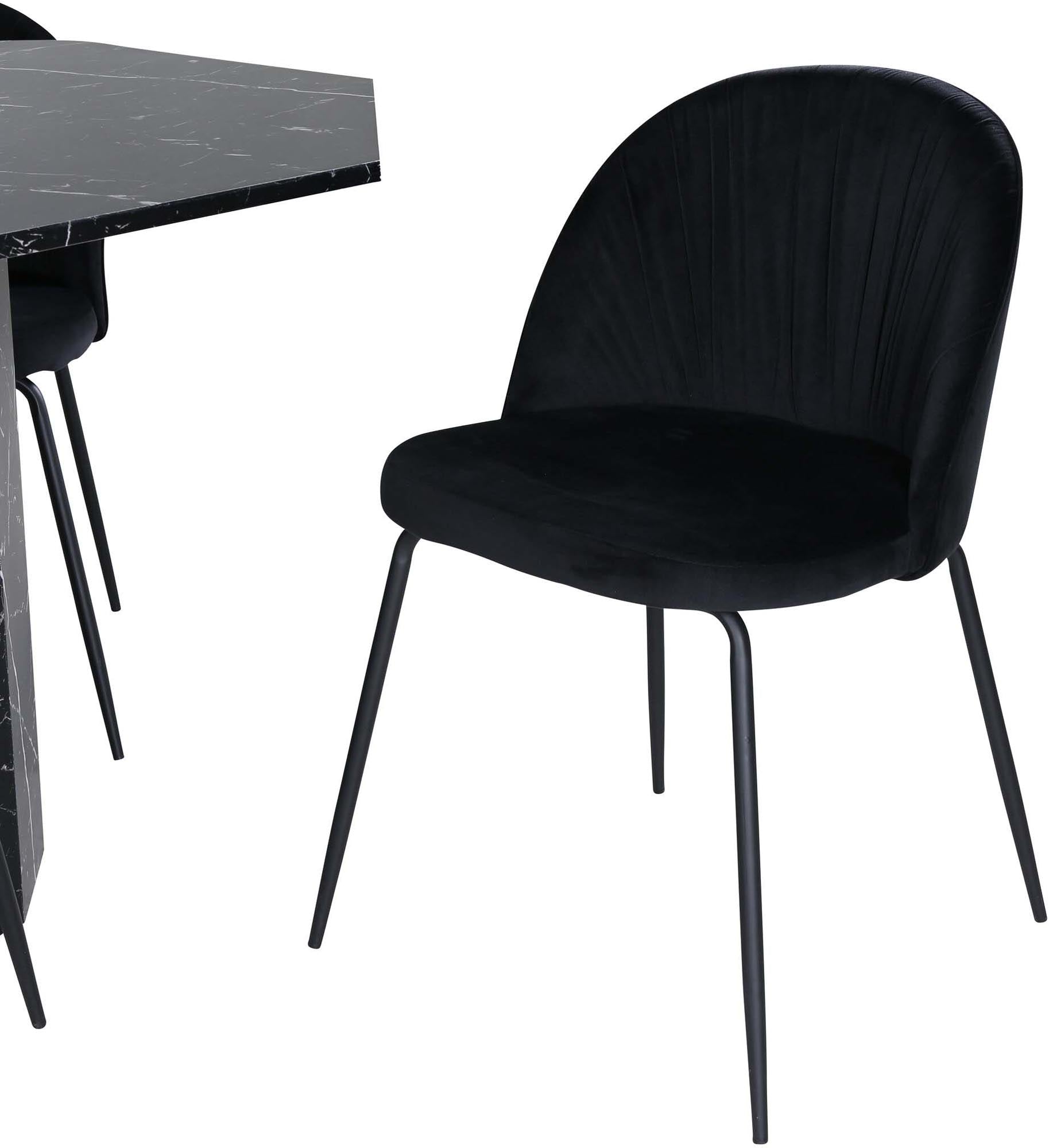 Modernes Marbs Esszimmerset mit 4 Wrinkles Stühlen, 110cm Tisch.