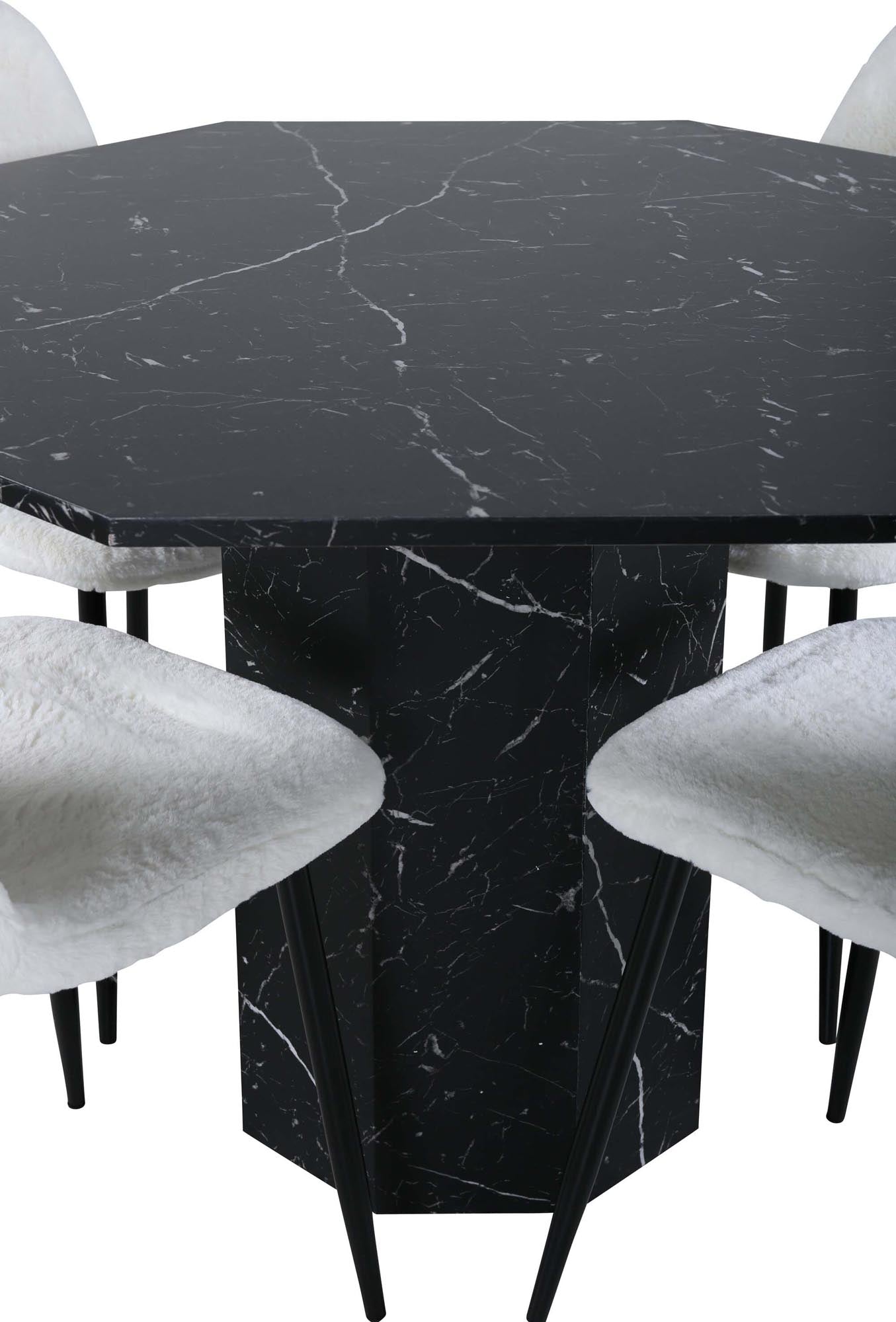 Entdecke das stilvolle Marbs Esszimmerset + Polar von Venture Home – eleganter Achtecktisch und bequeme Stühle für dein modernes Esszimmer.