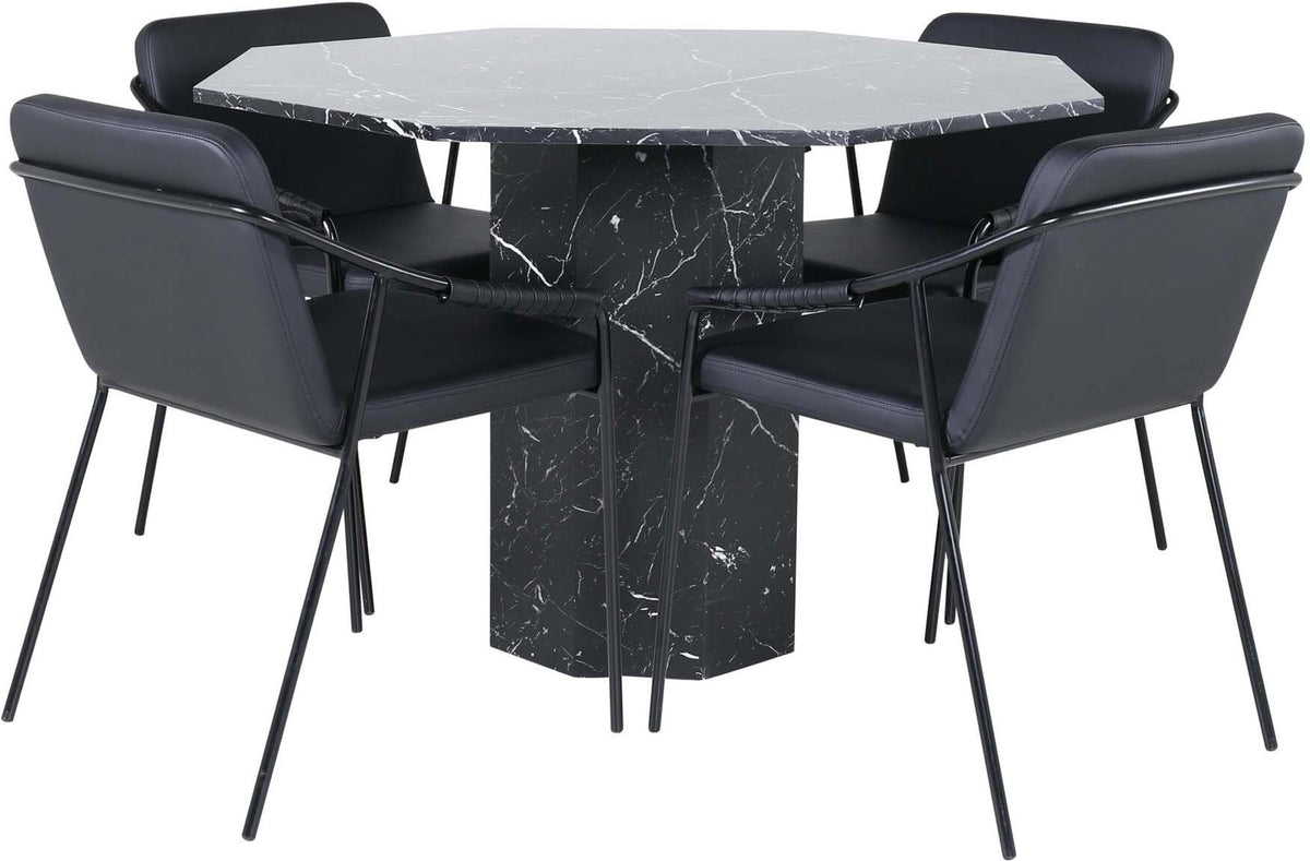 Marbs Esszimmerset + Tvist ⌀110cm/4St. in Schwarz präsentiert im Onlineshop von KAQTU Design AG. Esszimmerset ist von Venture Home