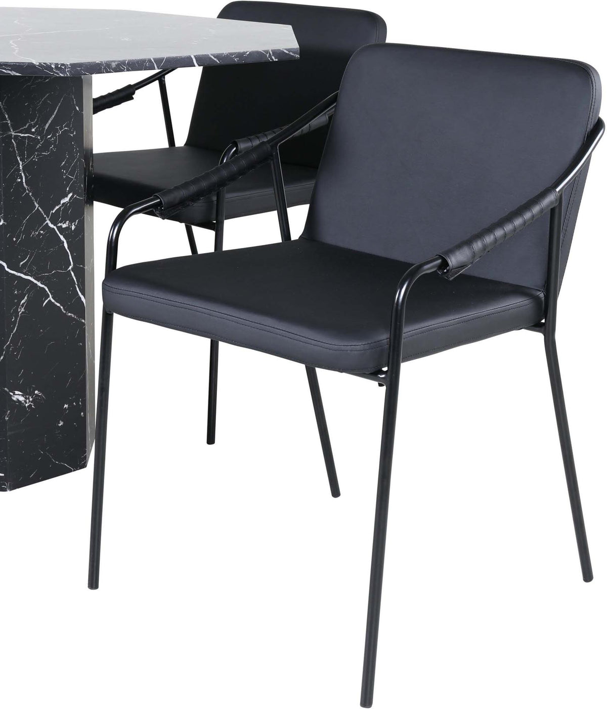 Marbs Esszimmerset + Tvist ⌀110cm/4St. in Schwarz präsentiert im Onlineshop von KAQTU Design AG. Esszimmerset ist von Venture Home