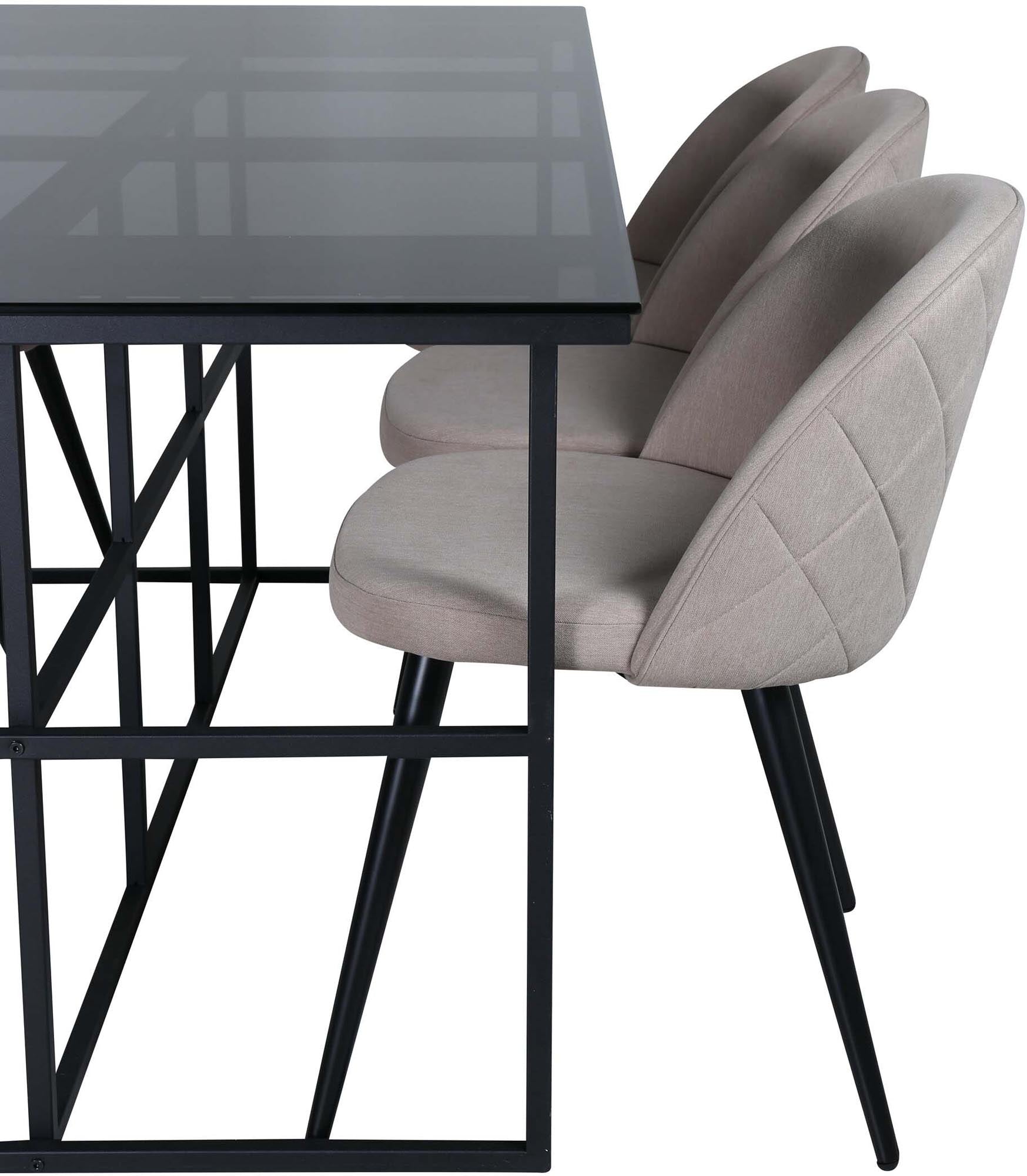 Luxuriöses Leif Esszimmerset: 200cm Tisch & 6 Velvet-Stühle.