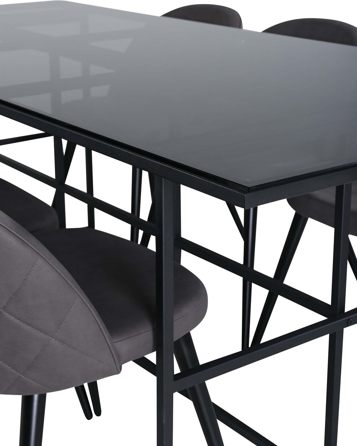 Leif Esszimmerset + Velvet 200cm/6St. in Schwarz / Grau präsentiert im Onlineshop von KAQTU Design AG. Esszimmerset ist von Venture Home