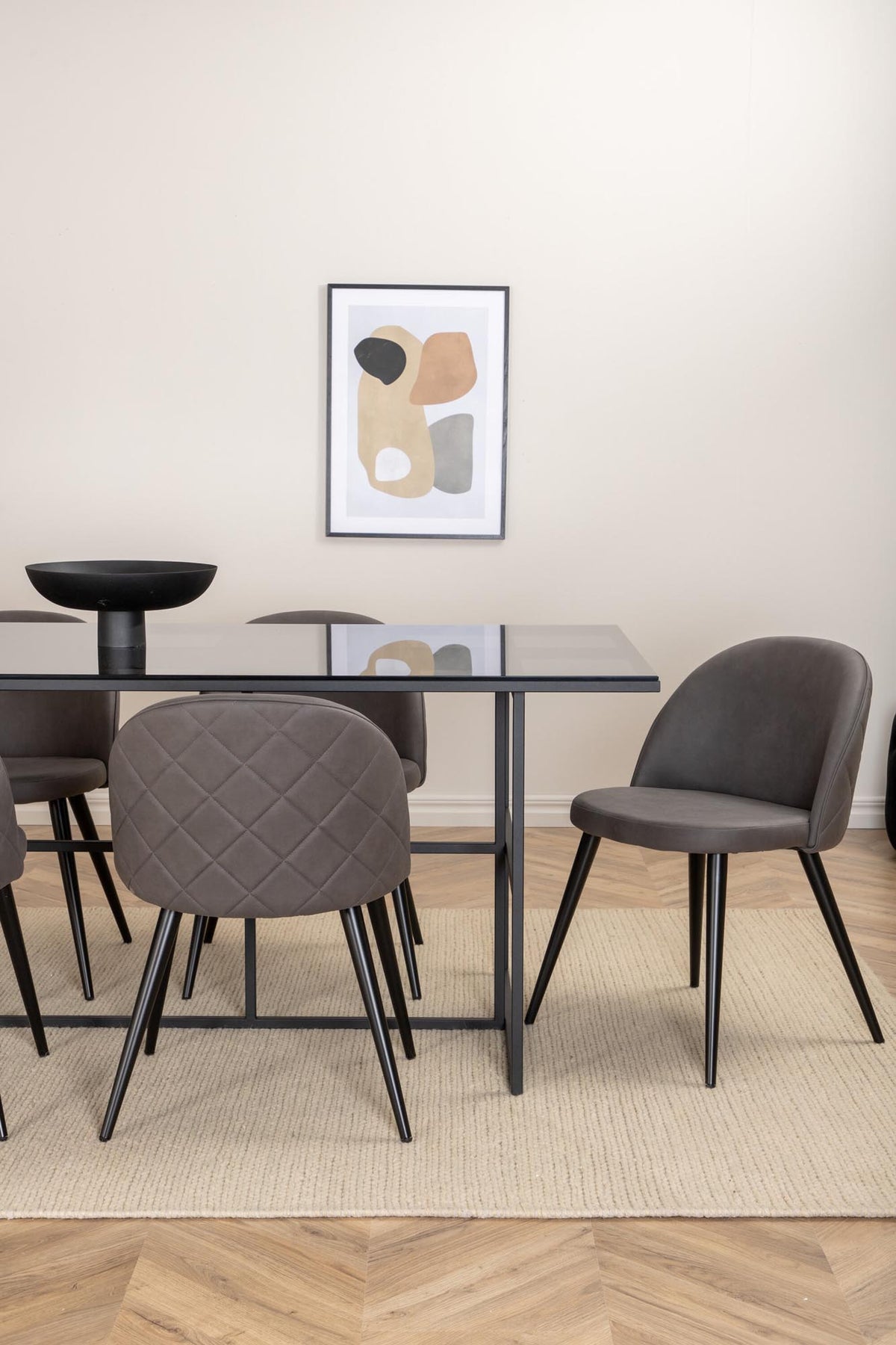 Leif Esszimmerset + Velvet 200cm/6St. in Schwarz / Grau präsentiert im Onlineshop von KAQTU Design AG. Esszimmerset ist von Venture Home