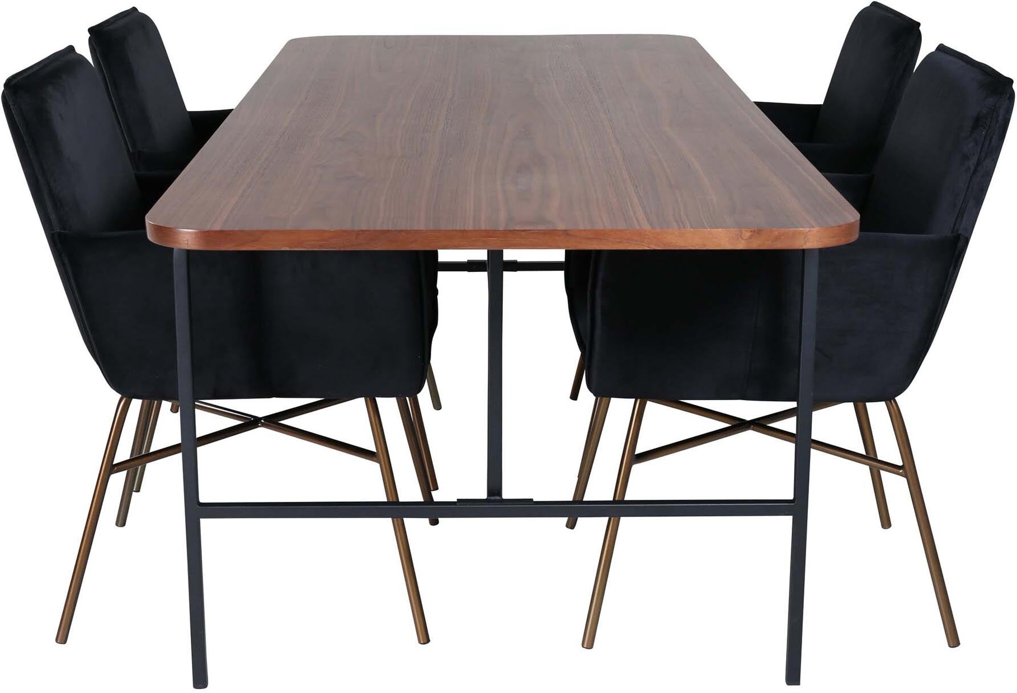 Venture Home Uno Esszimmerset: Petra Tisch 200cm, 4 Stühle, modern.