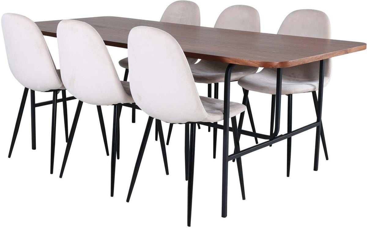 Uno Esszimmerset + Polar 200cm/6St. in Beige, Schwarz präsentiert im Onlineshop von KAQTU Design AG. Esszimmerset ist von Venture Home