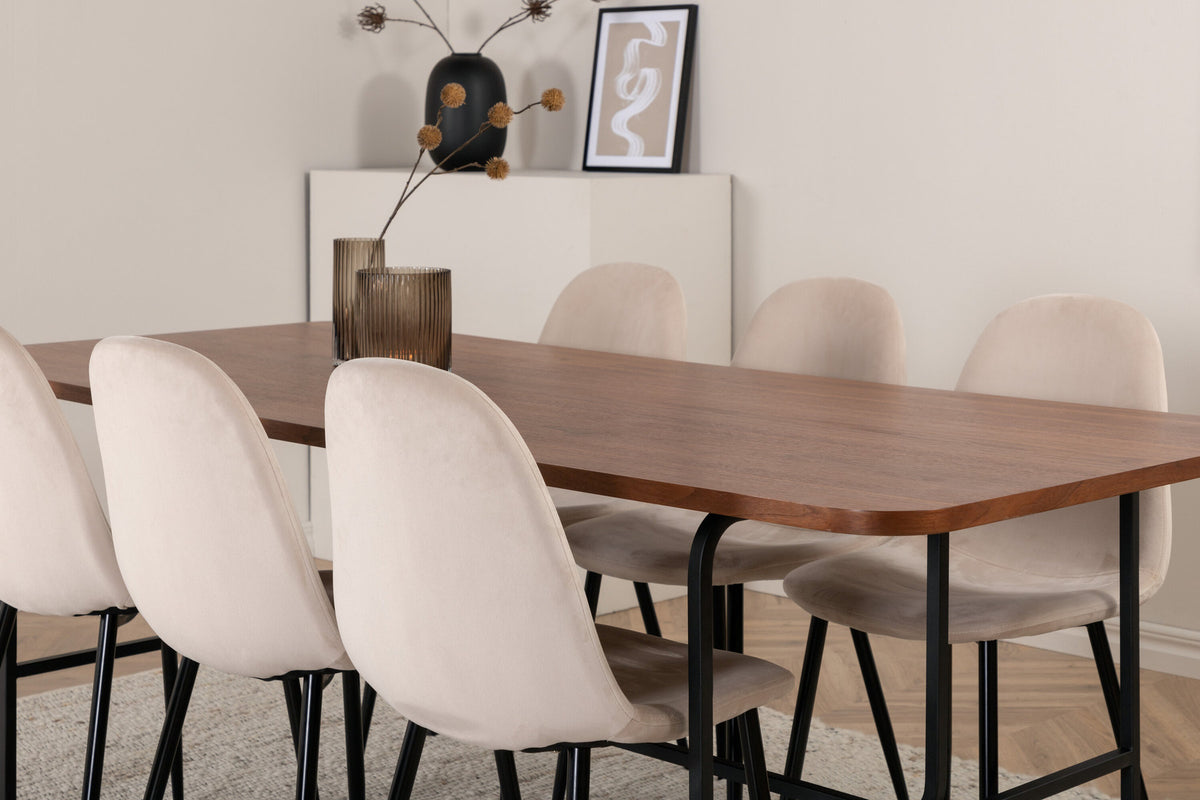 Uno Esszimmerset + Polar 200cm/6St. in Beige, Schwarz präsentiert im Onlineshop von KAQTU Design AG. Esszimmerset ist von Venture Home