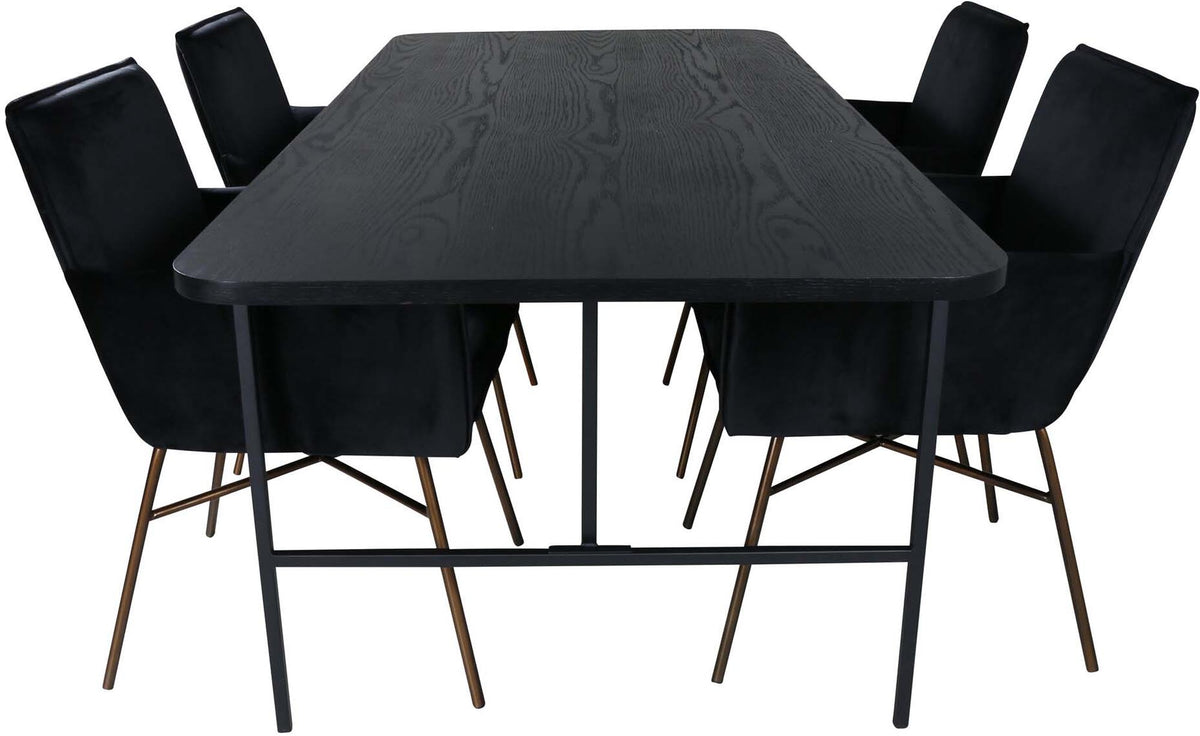 Uno Esszimmerset + Petra 200cm/4St. in Schwarz präsentiert im Onlineshop von KAQTU Design AG. Esszimmerset ist von Venture Home