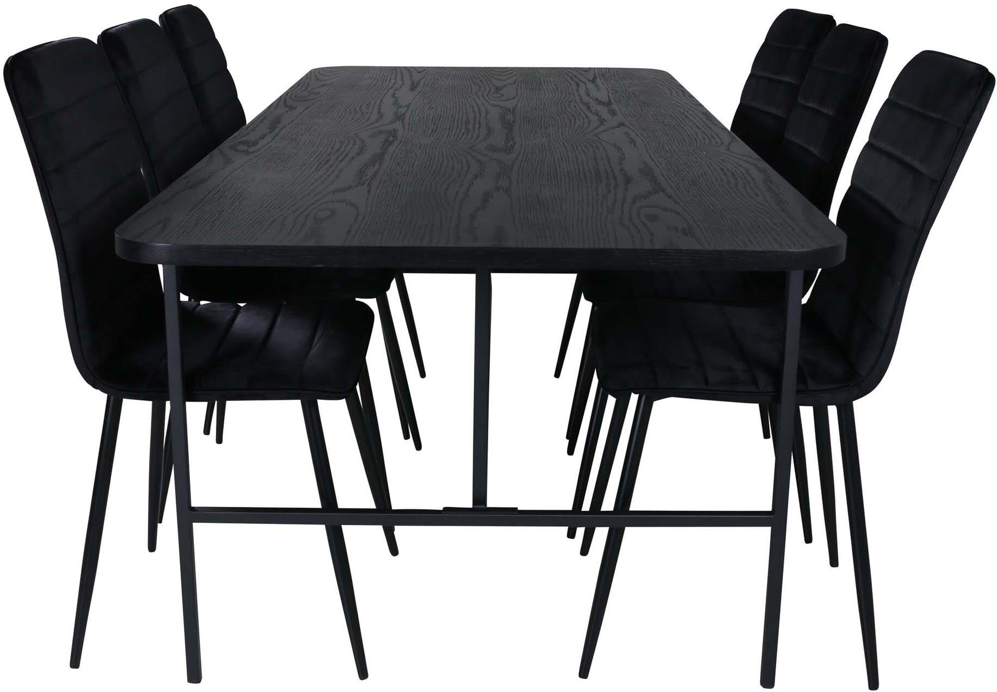 Uno Esszimmerset + Windu 200cm/6St. in Schwarz präsentiert im Onlineshop von KAQTU Design AG. Esszimmerset ist von Venture Home