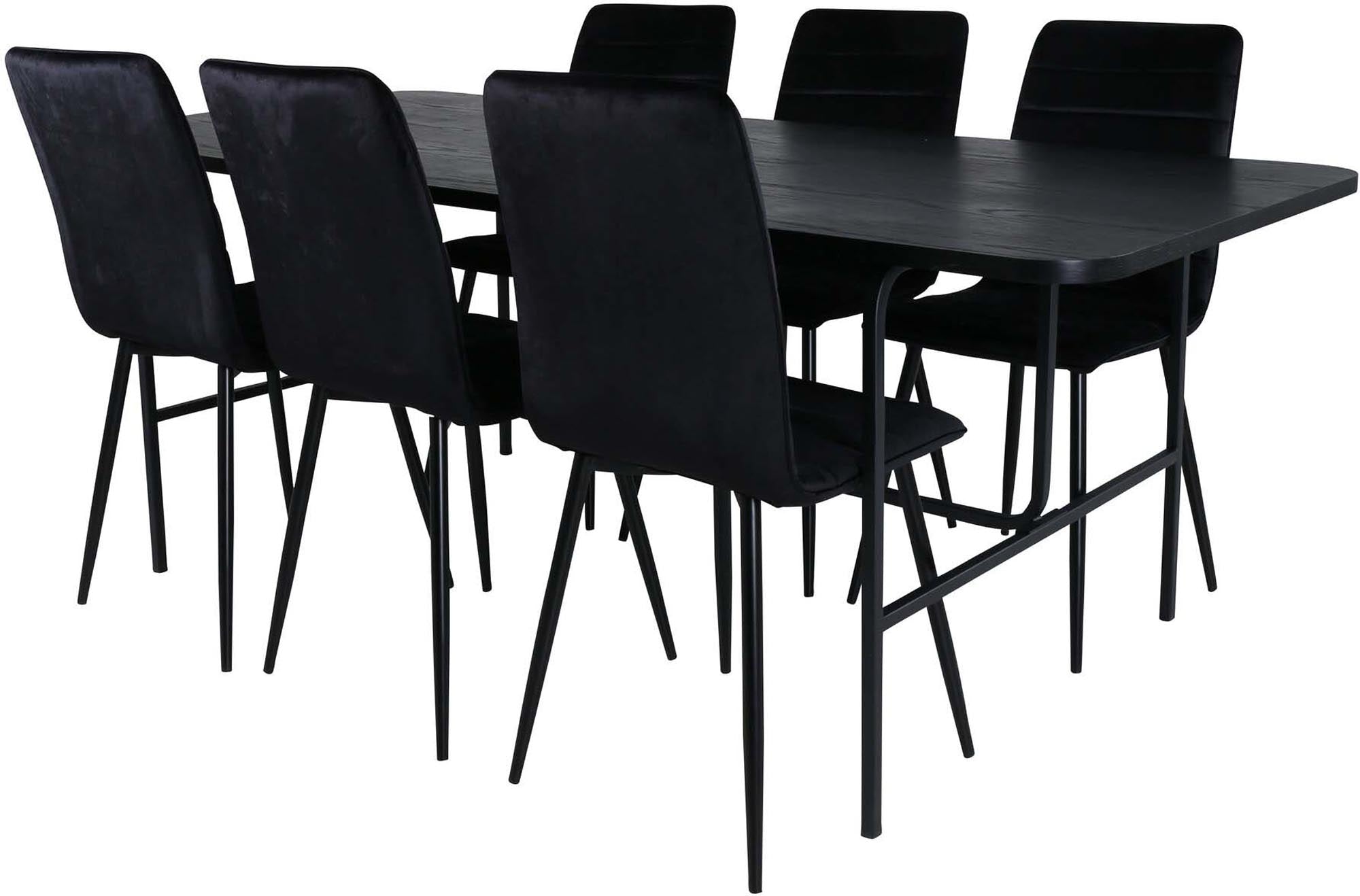 Uno Esszimmerset + Windu 200cm/6St. in Schwarz präsentiert im Onlineshop von KAQTU Design AG. Esszimmerset ist von Venture Home
