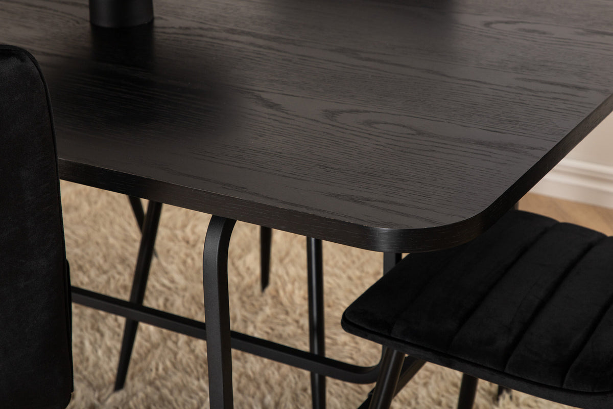 Uno Esszimmerset + Windu 200cm/6St. in Schwarz präsentiert im Onlineshop von KAQTU Design AG. Esszimmerset ist von Venture Home