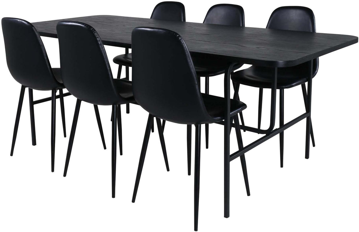 Uno Esszimmerset + Polar 200cm/6St. in Schwarz präsentiert im Onlineshop von KAQTU Design AG. Esszimmerset ist von Venture Home