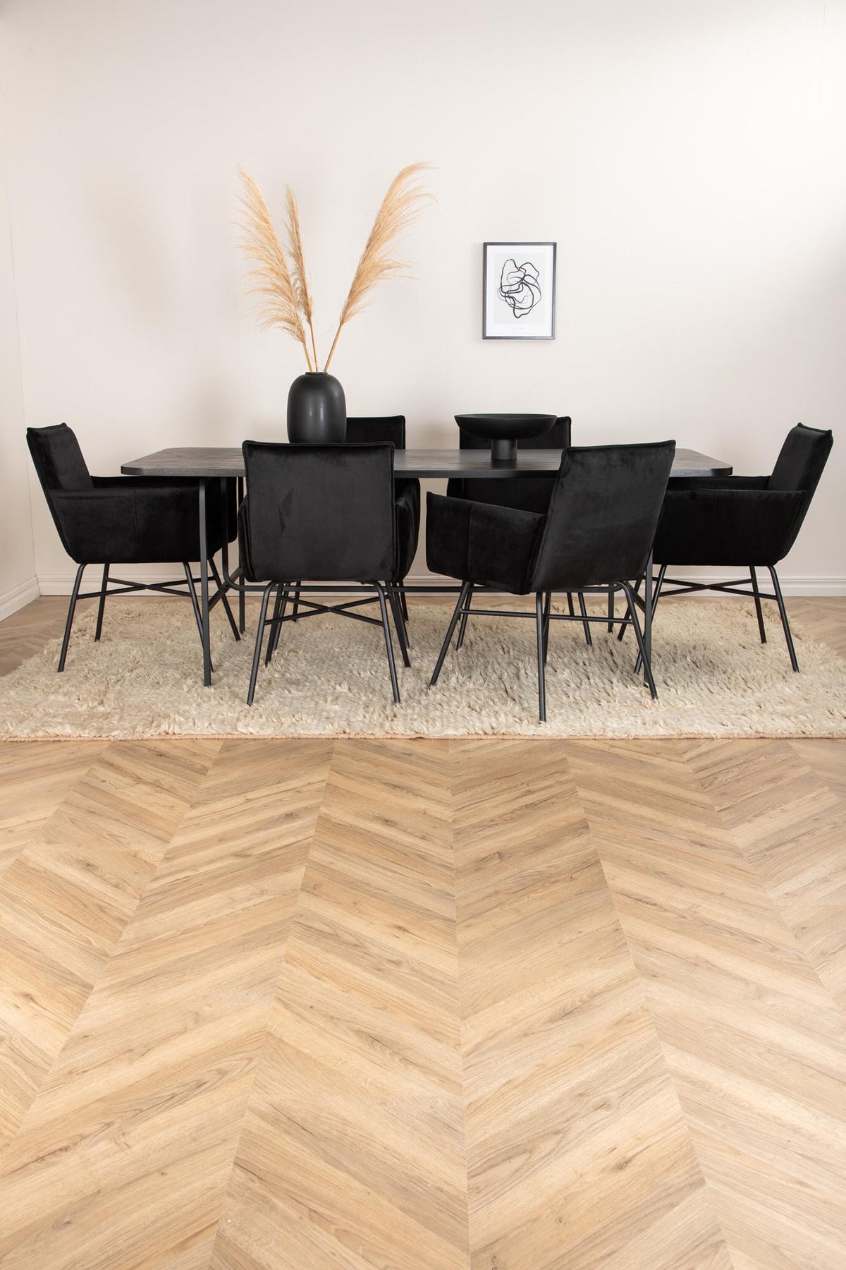Uno Esszimmerset + Petra 200cm/6St. in Schwarz präsentiert im Onlineshop von KAQTU Design AG. Esszimmerset ist von Venture Home