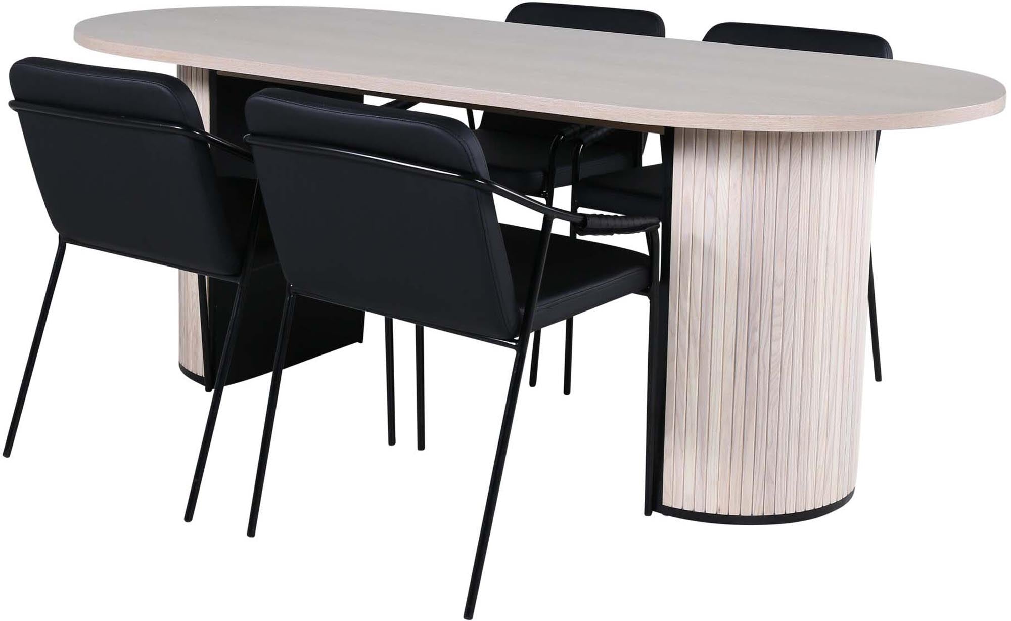 Elegantes Bianca Esszimmerset: 200cm Tisch mit 4 Stühlen von Venture.