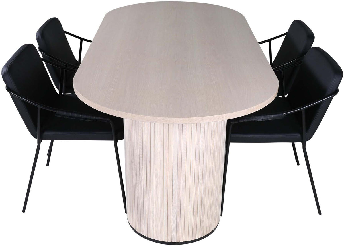 Bianca Esszimmerset + Tvist 200cm/4St. in Weiss / Schwar präsentiert im Onlineshop von KAQTU Design AG. Esszimmerset ist von Venture Home