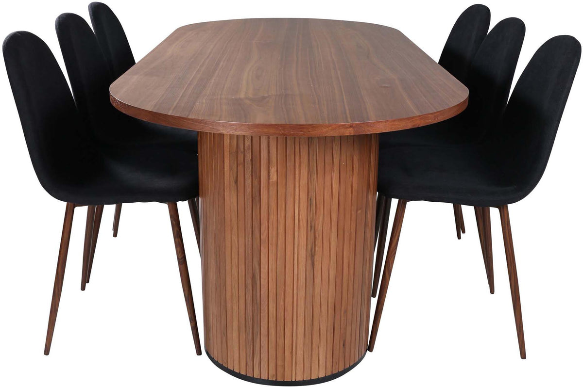 Bianca Esszimmerset + Polar 200cm/6St. in Nussbaum präsentiert im Onlineshop von KAQTU Design AG. Esszimmerset ist von Venture Home