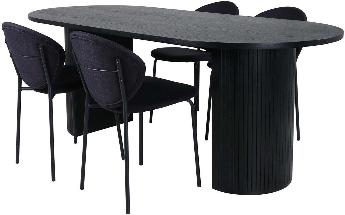Bianca Esszimmerset + Vault 200cm/4St. in Schwarz präsentiert im Onlineshop von KAQTU Design AG. Esszimmerset ist von Venture Home