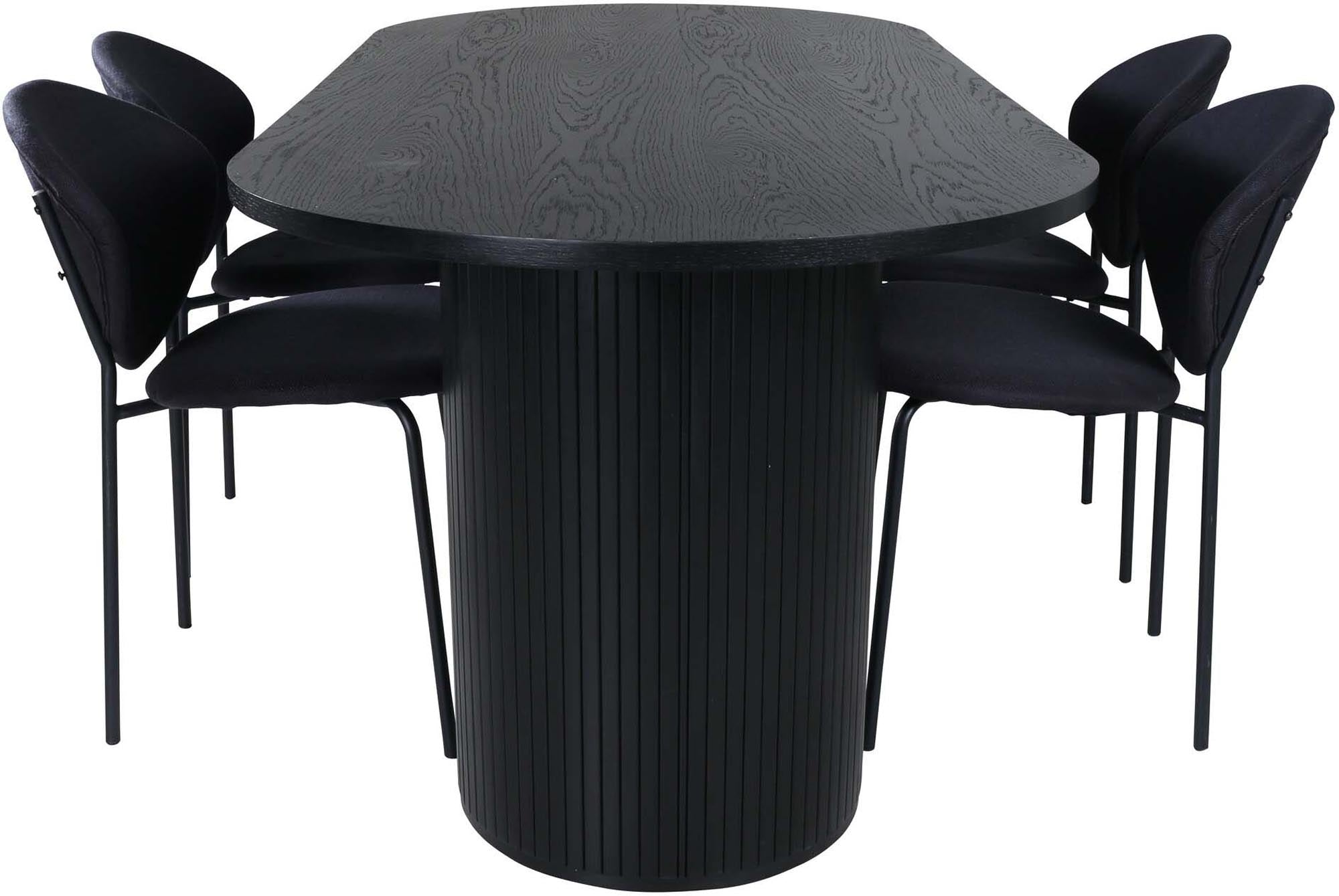 Stilvolles Bianca Esszimmerset mit 200 cm langem Esstisch und 4 bequemen Vault-Stühlen. Perfekt für gesellige Abende und modernes Wohnen.