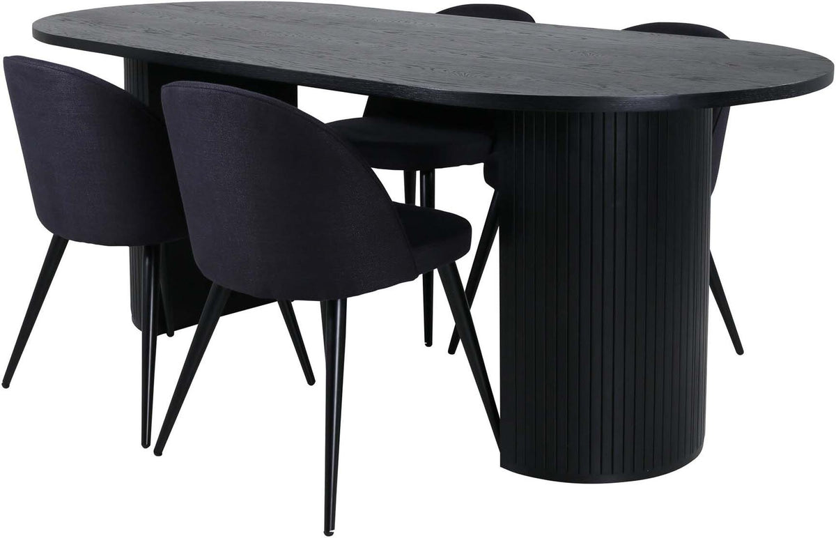 Bianca Esszimmerset + Velvet 200cm/4St. in Schwarz präsentiert im Onlineshop von KAQTU Design AG. Esszimmerset ist von Venture Home