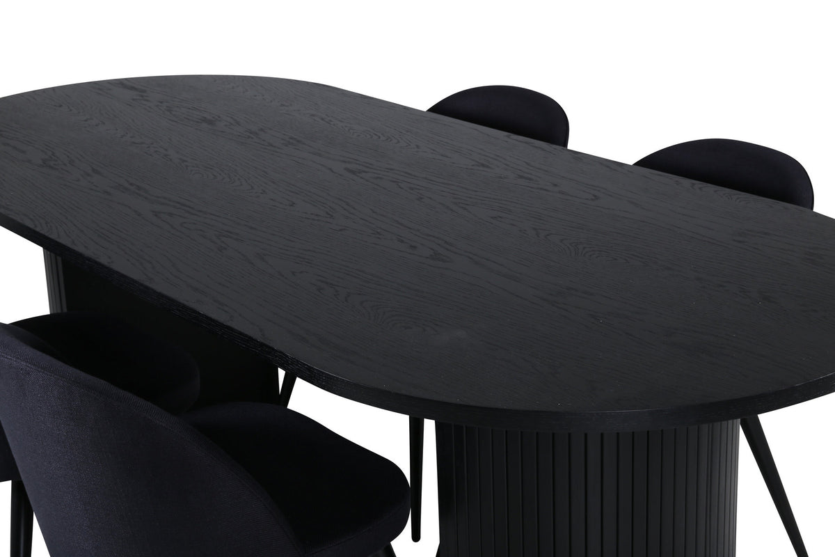 Bianca Esszimmerset + Velvet 200cm/4St. in Schwarz präsentiert im Onlineshop von KAQTU Design AG. Esszimmerset ist von Venture Home