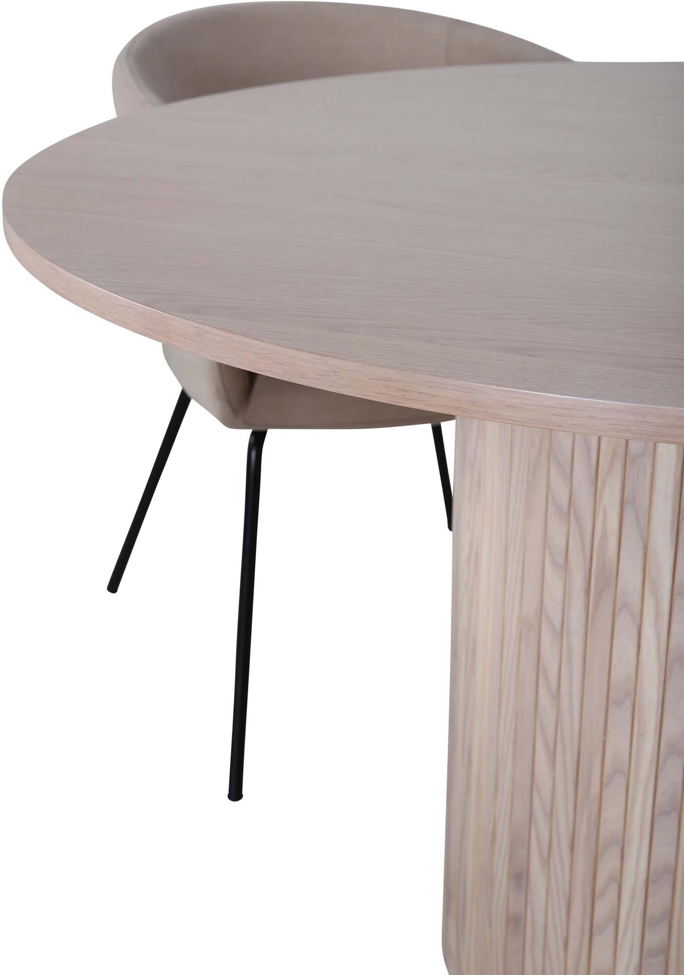 Modernes Esszimmerset Bianca: Stilvoller runder Tisch mit 4 bequemen Samt-Stühlen, ideal für gesellige Abende und elegantes Ambiente.