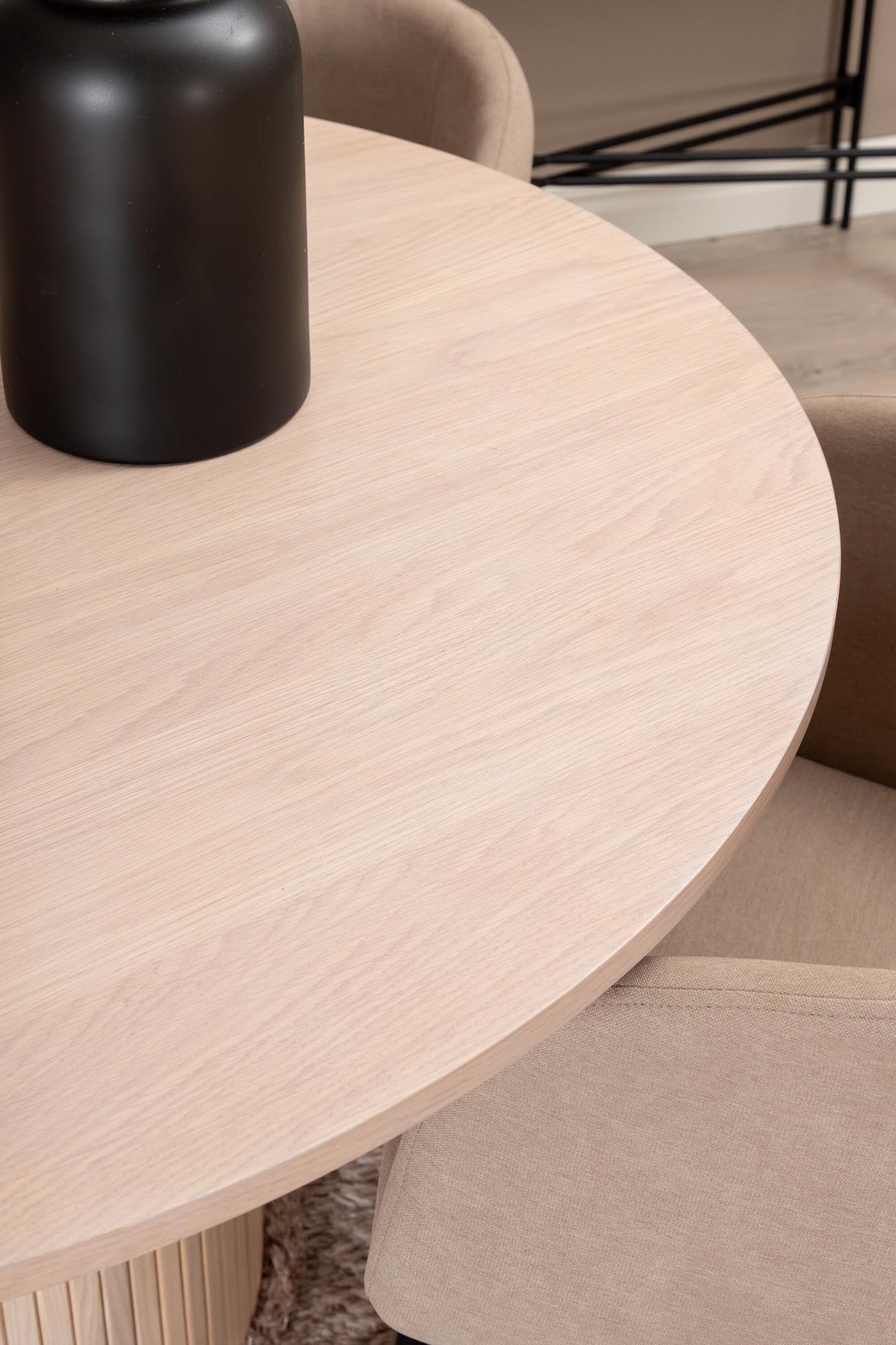 Stilvolles Bianca Esszimmerset: Runder Tisch mit 4 Stühlen, Ø110cm.