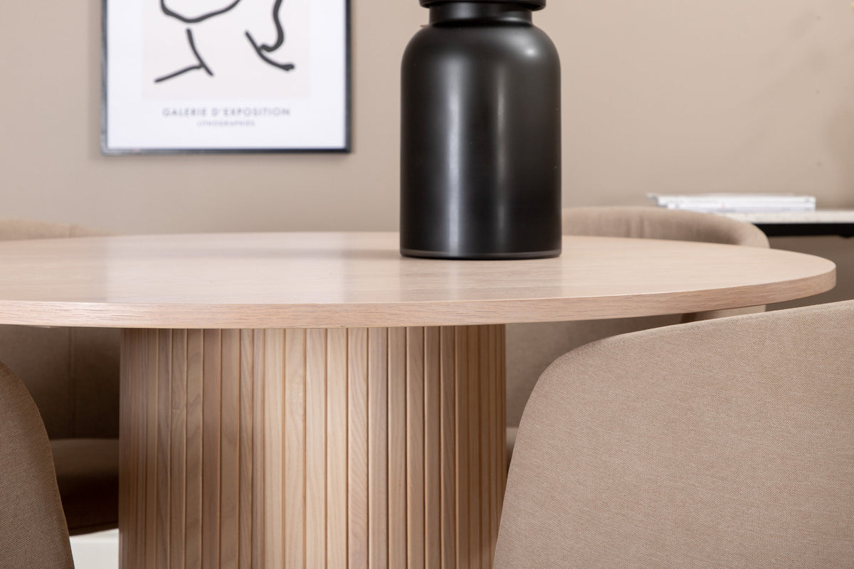 Bianca Esszimmerset + Berit ⌀110cm/4St. in Weiss / Beige präsentiert im Onlineshop von KAQTU Design AG. Esszimmerset ist von Venture Home