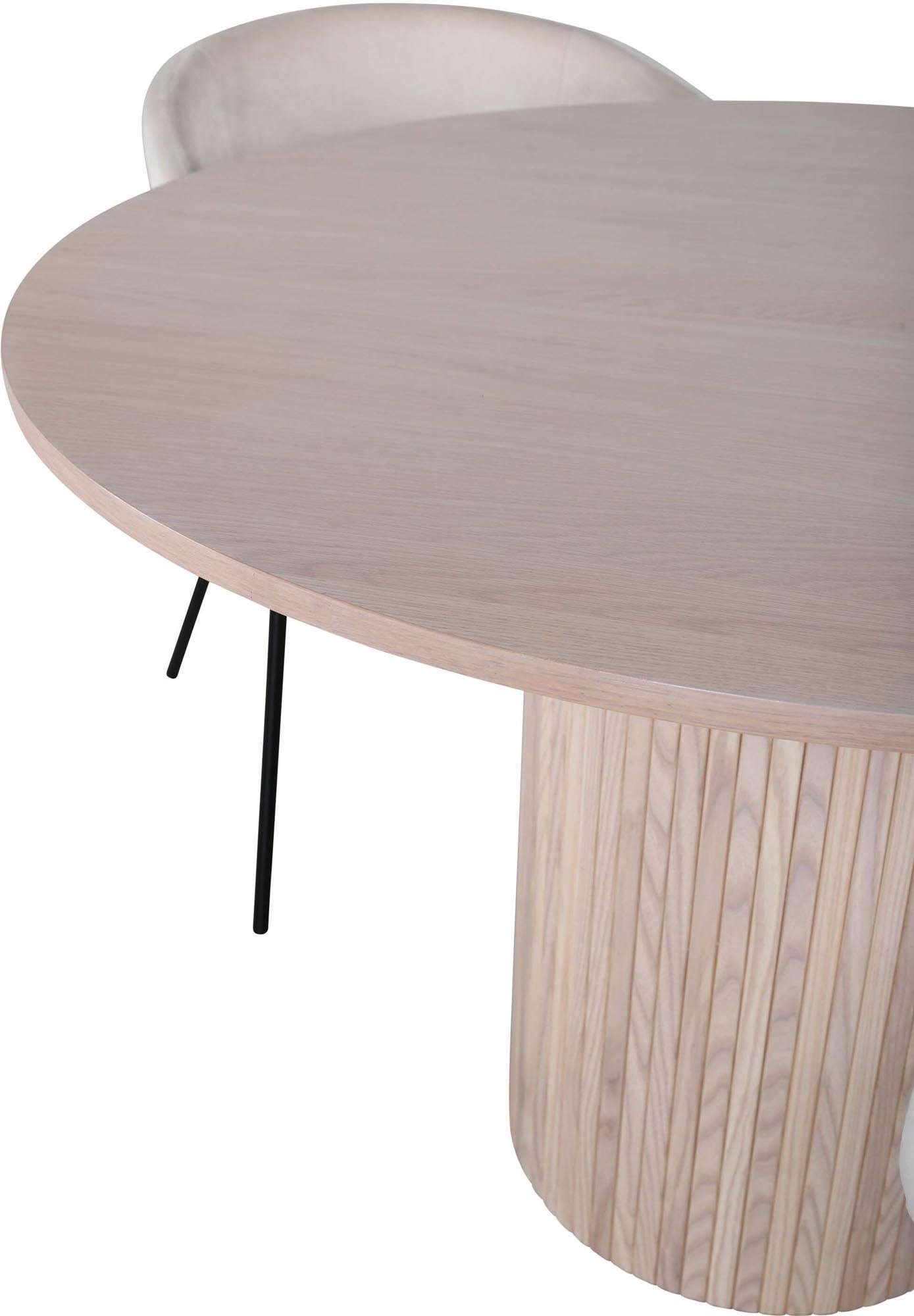 Elegantes Esszimmerset Bianca: Runder Tisch mit 4 Stühlen, Ø110cm.