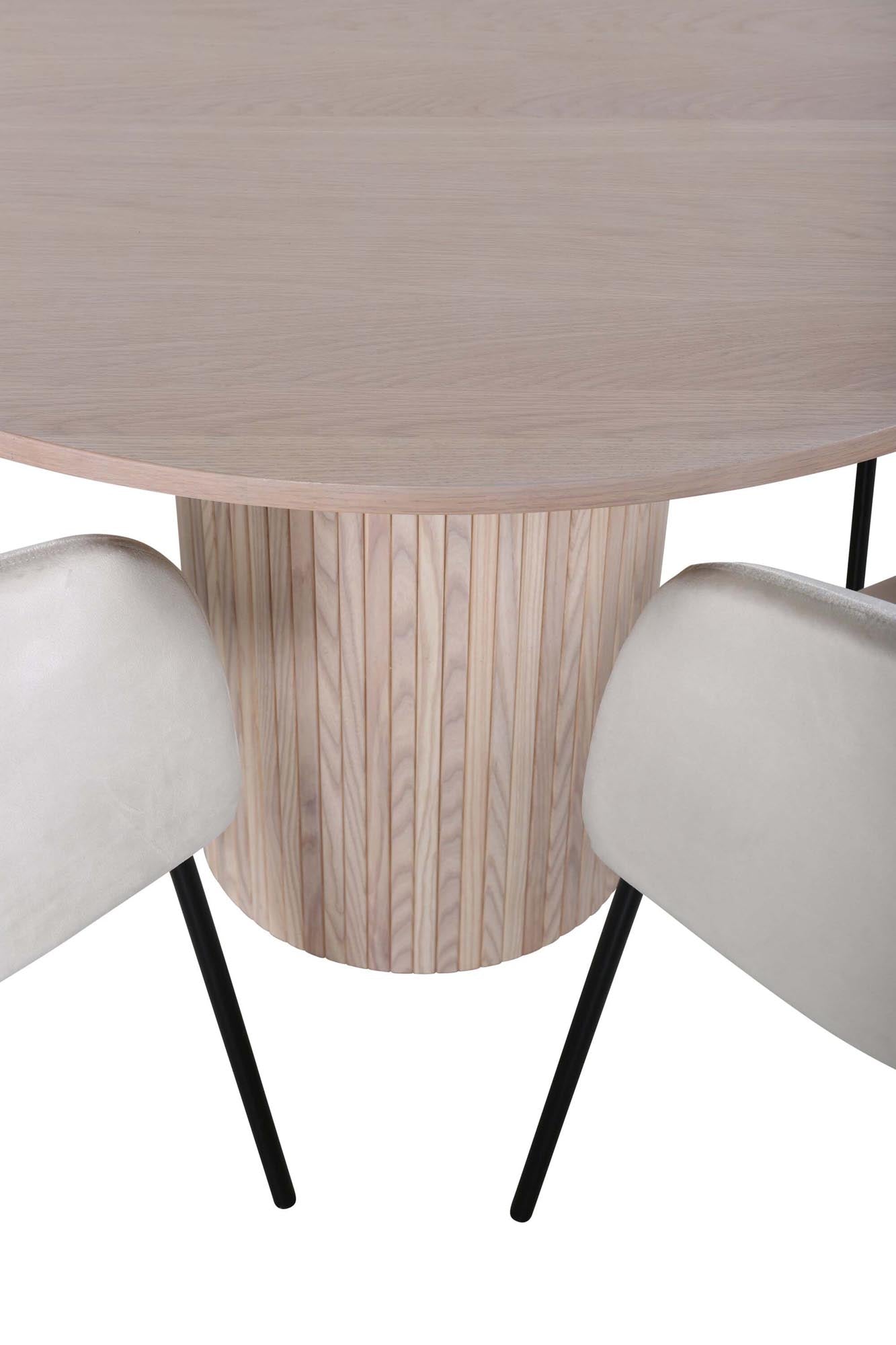 Stilvolles Bianca Esszimmerset: Runder Tisch mit 4 Stühlen, Ø110cm.