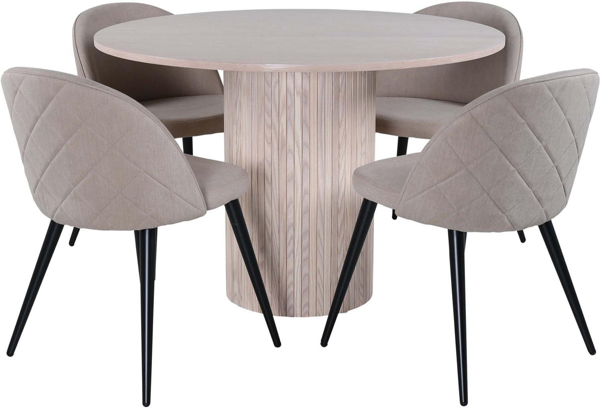 Bianca Esszimmerset + Velvet ⌀110cm/4St. in Weiss / Beige präsentiert im Onlineshop von KAQTU Design AG. Esszimmerset ist von Venture Home