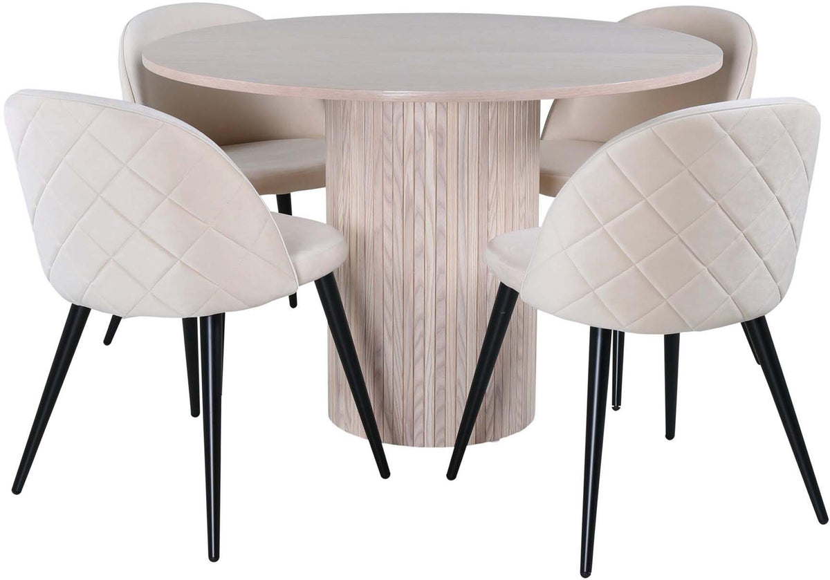 Bianca Esszimmerset + Velvet ⌀110cm/4St. in Weiss / Schwarz präsentiert im Onlineshop von KAQTU Design AG. Esszimmerset ist von Venture Home