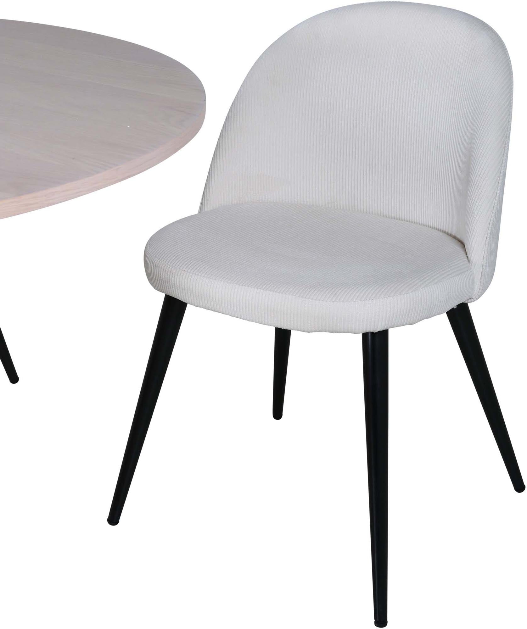 Bianca Esszimmerset: Runder Tisch mit 4 luxuriösen Samtstühlen.