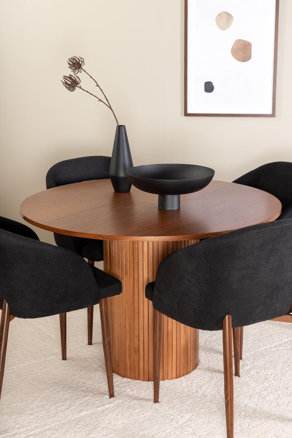 Bianca Esszimmerset + Arch ⌀110cm/4St. in Schwarze Walnuss präsentiert im Onlineshop von KAQTU Design AG. Esszimmerset ist von Venture Home