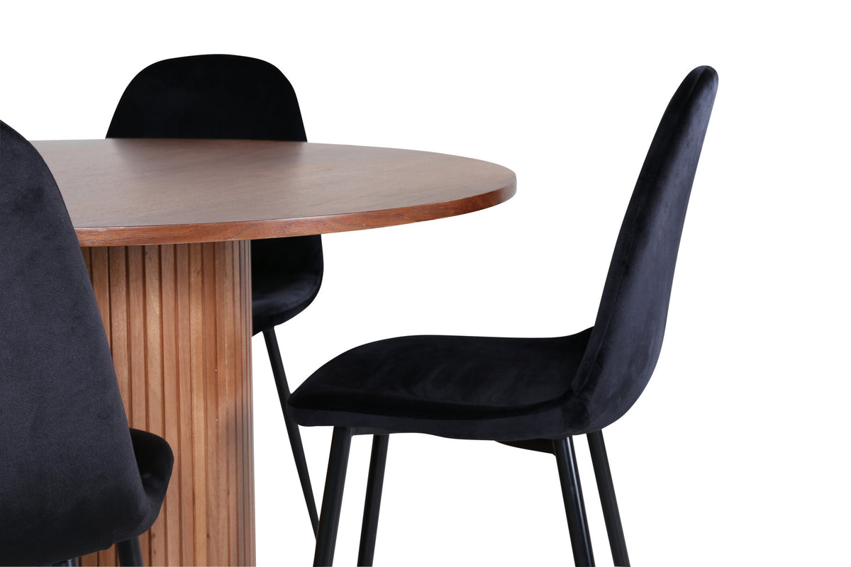 Bianca Esszimmerset + Polar ⌀110cm/4St. in Walnuss / Schwarz präsentiert im Onlineshop von KAQTU Design AG. Esszimmerset ist von Venture Home