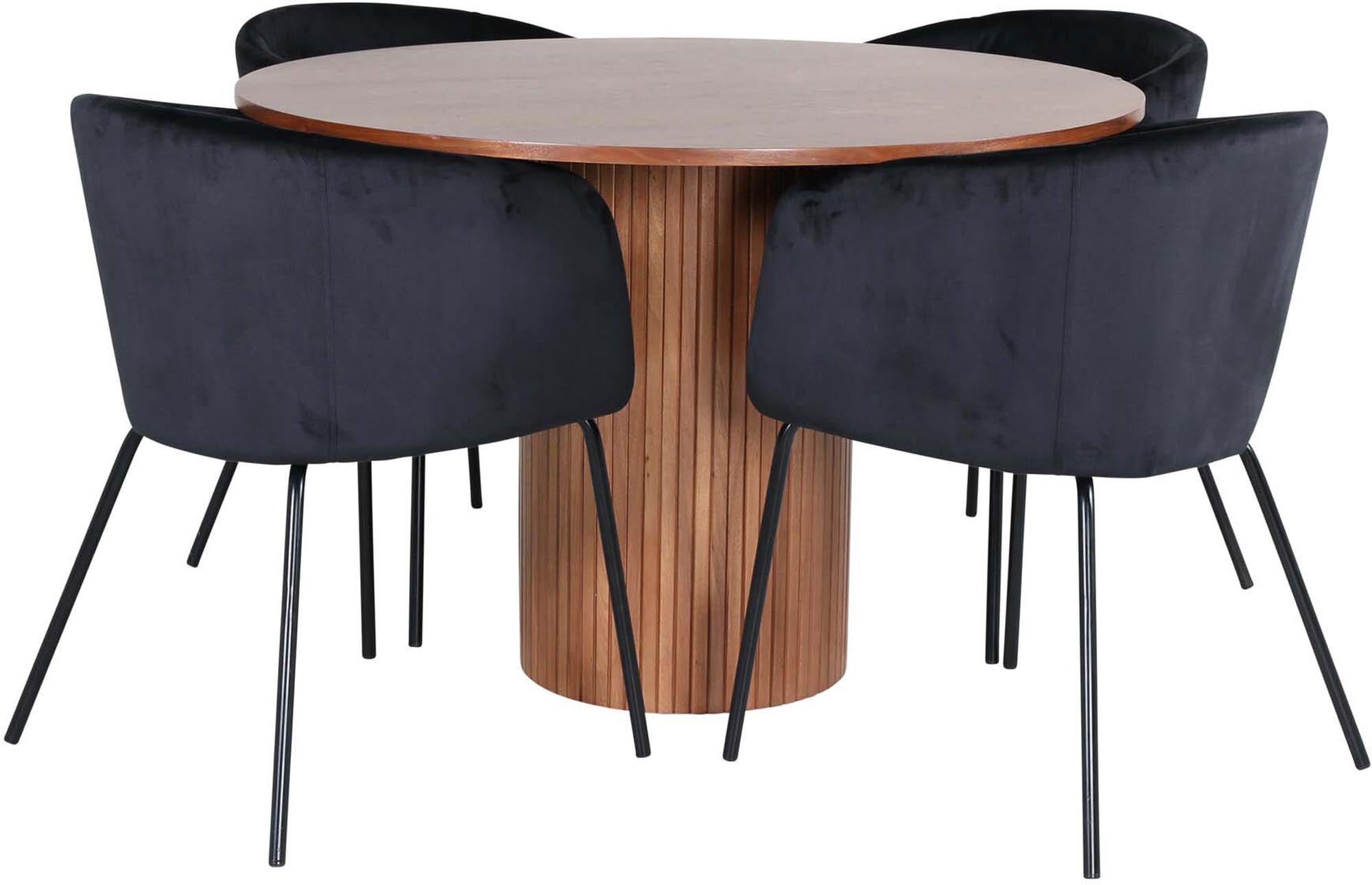 Elegantes Bianca Esszimmerset: Runder Tisch & 4 Stühle von Venture Home.