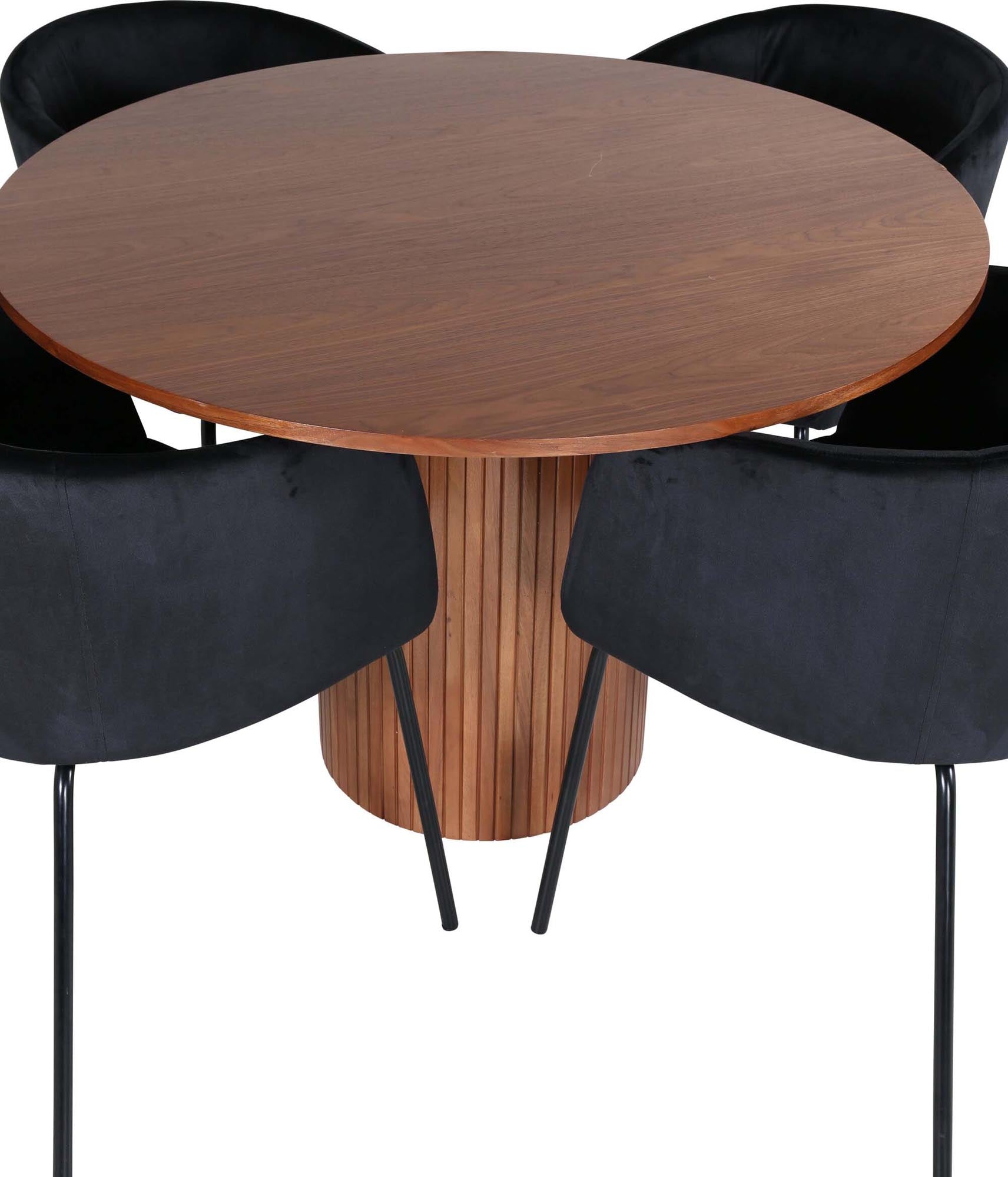 Bianca Esszimmerset: Moderner Tisch & 4 Stühle, Ø110cm, von Venture Home.