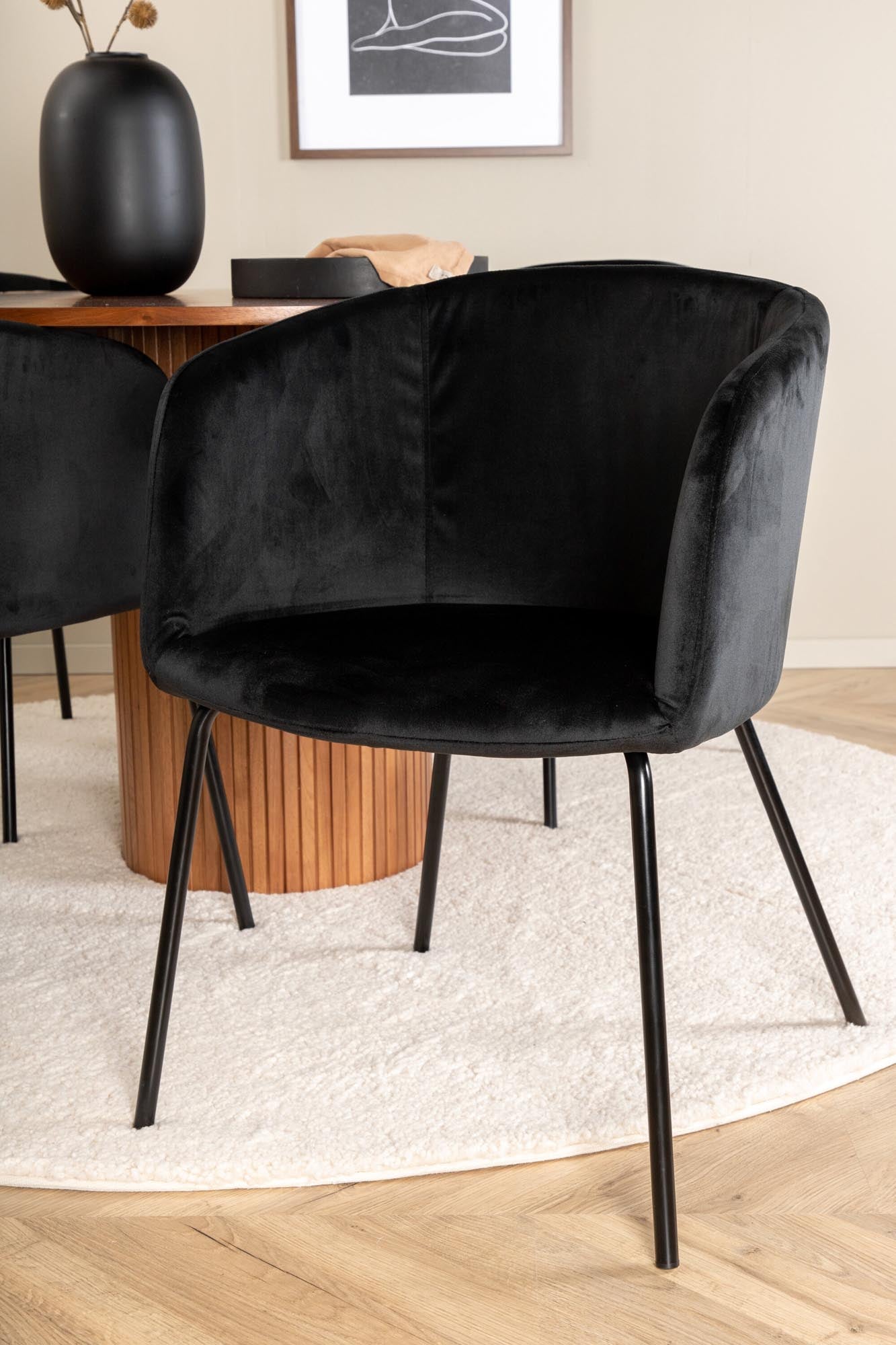 Elegantes Esszimmerset Bianca: Runder Tisch mit 4 Stühlen, Ø110cm.