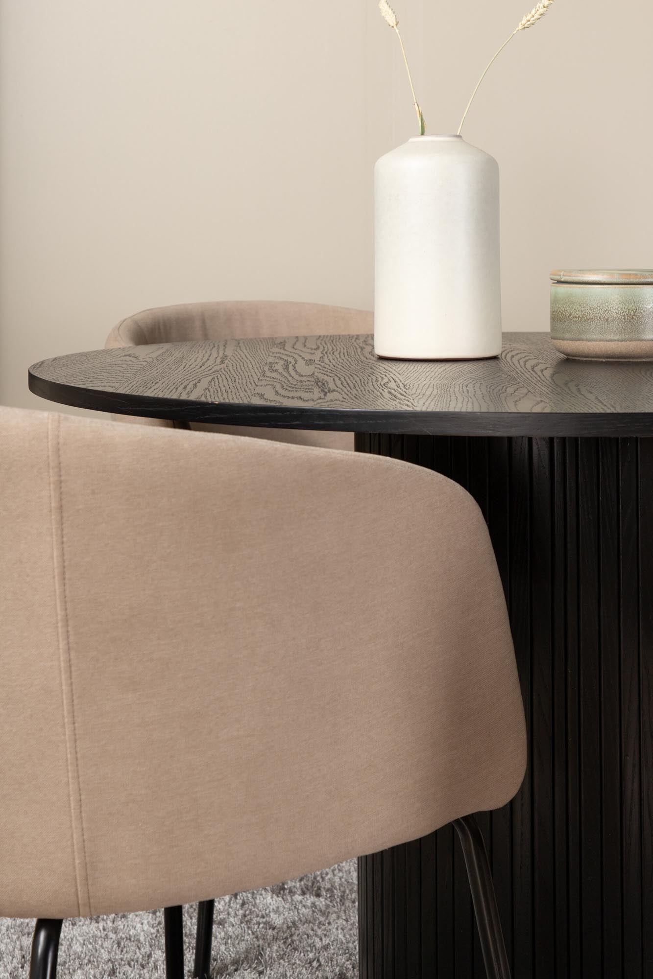 Stilvolles Bianca Esszimmerset: Runder Tisch mit 4 Stühlen, Ø110cm.