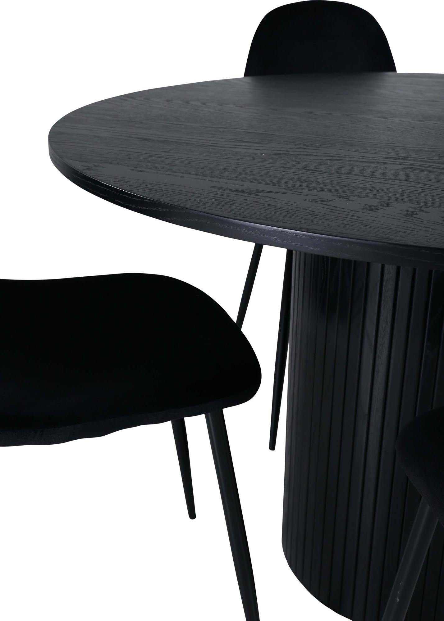 Stilvolles Bianca Esszimmerset: Runder Tisch mit 4 Stühlen, 110cm.