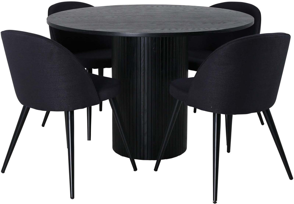 Bianca Esszimmerset + Velvet ⌀110cm/4St. in Schwarz präsentiert im Onlineshop von KAQTU Design AG. Esszimmerset ist von Venture Home