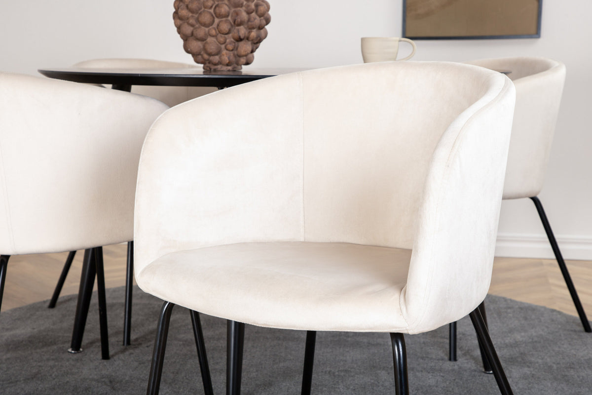 Dipp Esszimmerset + Berit ⌀115cm/4St. in Beige, Schwarz präsentiert im Onlineshop von KAQTU Design AG. Esszimmerset ist von Venture Home