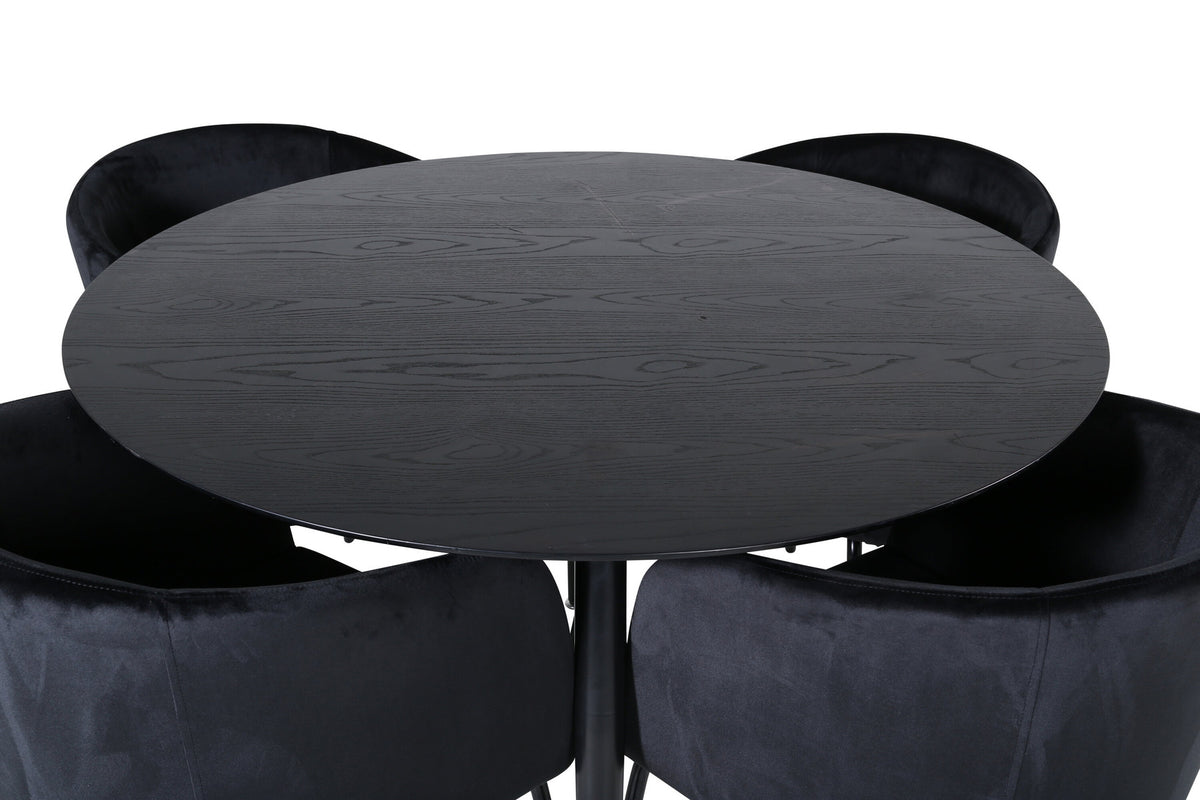 Dipp Esszimmerset + Berit ⌀115cm/4St. in Schwarz präsentiert im Onlineshop von KAQTU Design AG. Esszimmerset ist von Venture Home
