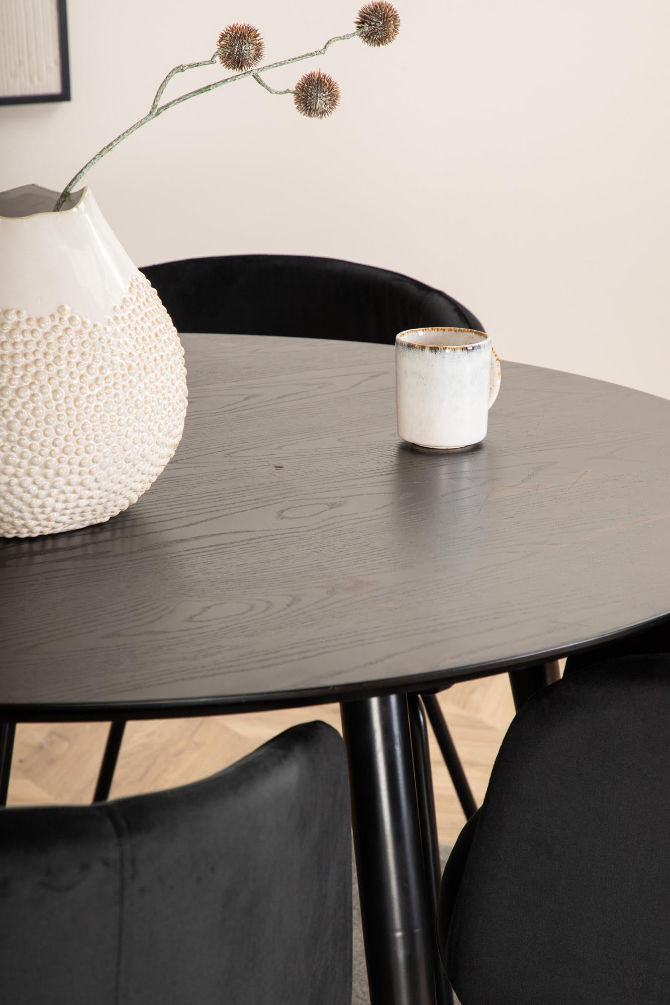 Elegantes Dipp Esszimmerset mit 4 Berit Stühlen, ⌀115cm, von Venture Home.