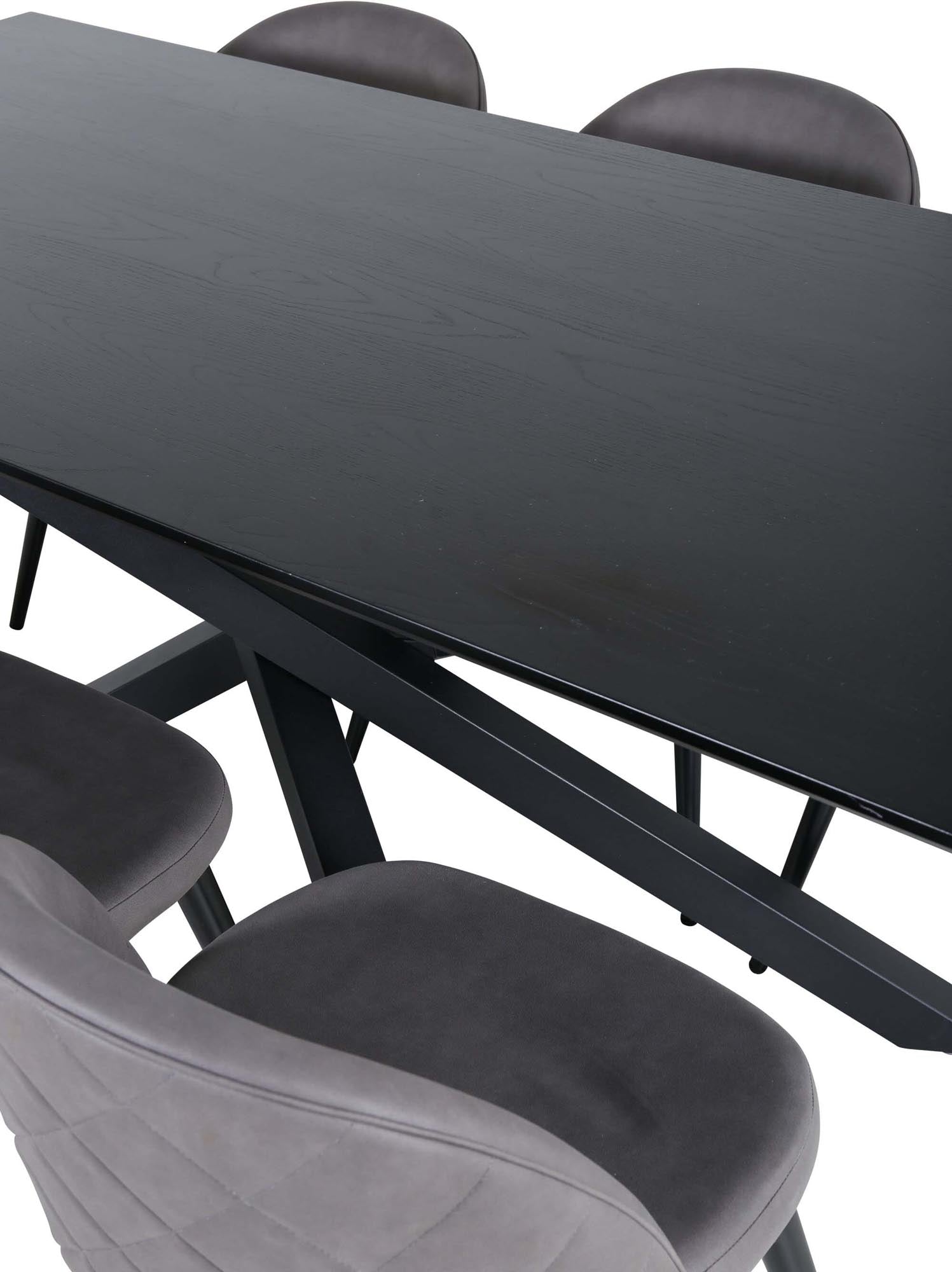 Stilvolles Esszimmerset mit 180 cm Tisch und bequemen Velvet-Stühlen. Perfekt für gesellige Runden und elegante Anlässe.