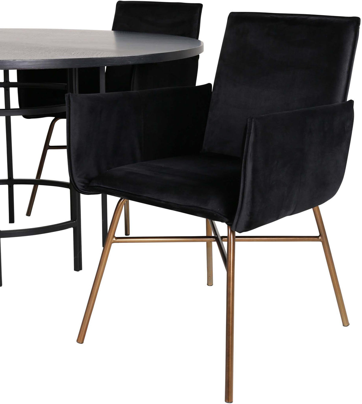 Esszimmerset Copenhagen + Petra ⌀140cm/4St. in Schwarz, Kupfer präsentiert im Onlineshop von KAQTU Design AG. Esszimmerset ist von Venture Home