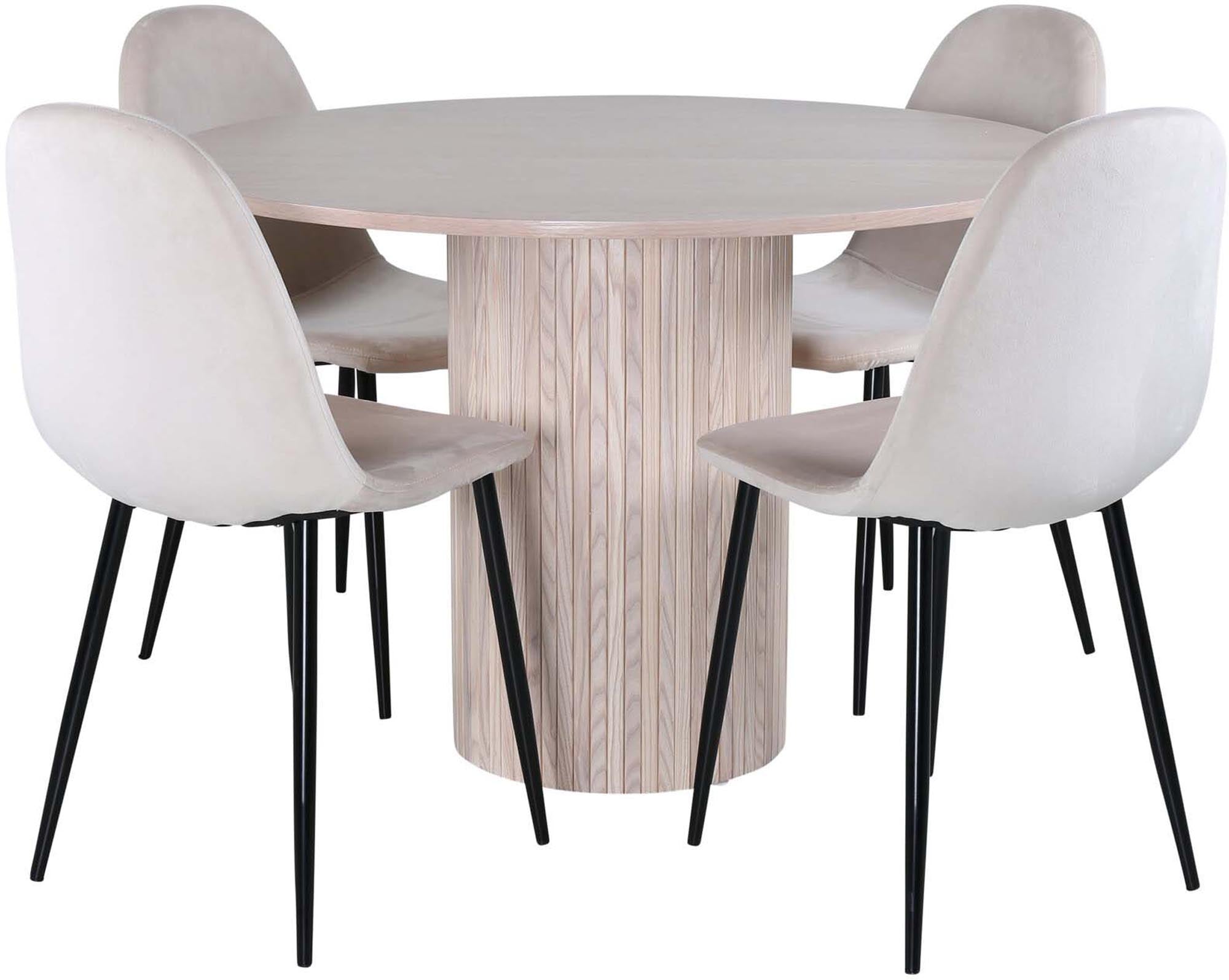 Bianca Esszimmerset: Runde Eleganz mit 4 Stühlen von Venture Home.