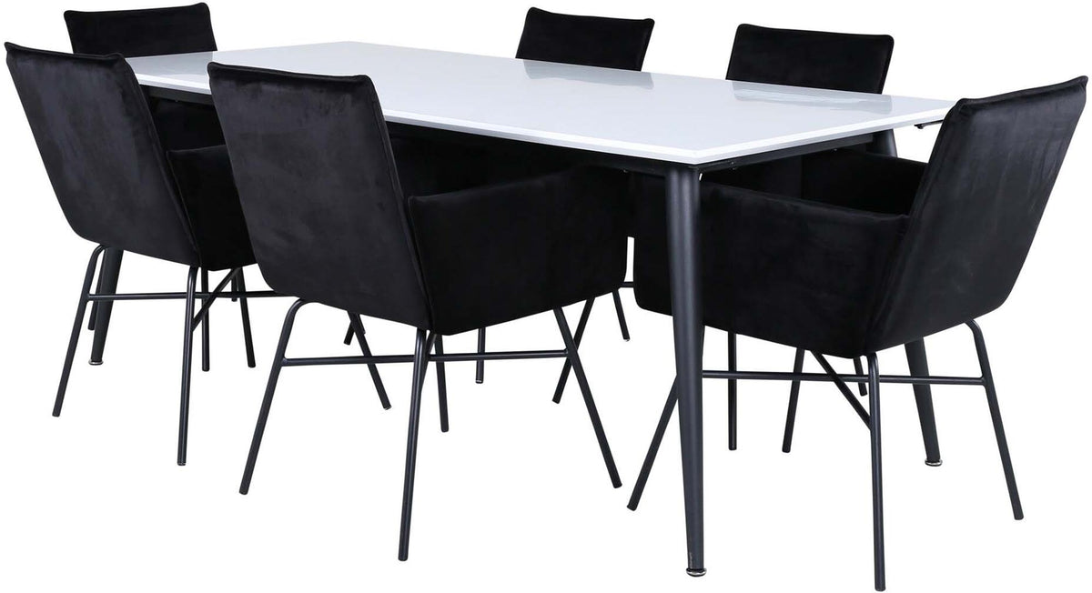 Jimmy Esszimmerset + Petra 195cm/6St. in Schwarz präsentiert im Onlineshop von KAQTU Design AG. Esszimmerset ist von Venture Home