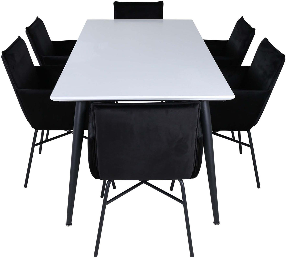Jimmy Esszimmerset + Petra 195cm/6St. in Schwarz präsentiert im Onlineshop von KAQTU Design AG. Esszimmerset ist von Venture Home