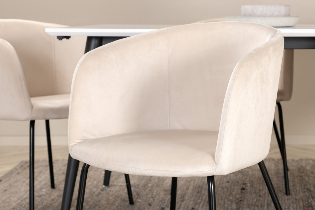 Jimmy Esszimmerset + Berit 195cm/6St. in Beige, Schwarz präsentiert im Onlineshop von KAQTU Design AG. Esszimmerset ist von Venture Home