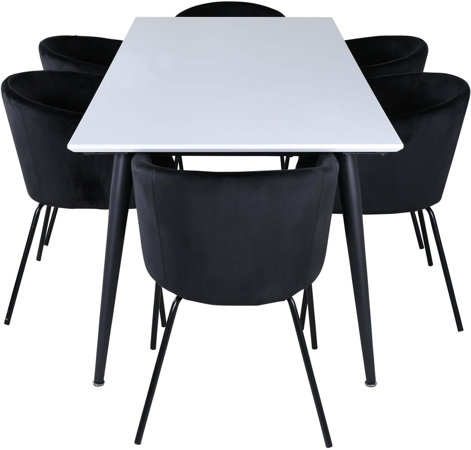 Stilvolles Esszimmerset Jimmy mit 6 komfortablen Berit Stühlen. Ideal für moderne Essbereiche, flexibel und einladend.