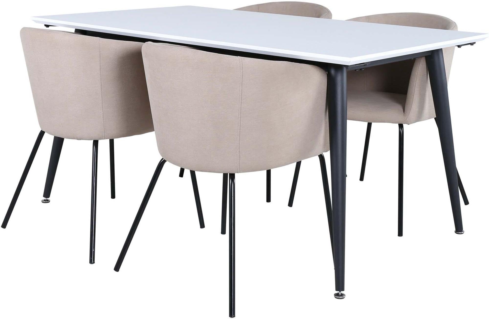 Entdecken Sie das stilvolle Esszimmerset Jimmy + Berit von Venture Home. Komfortable Stühle und praktischer, ausziehbarer Tisch für unvergessliche Momente.